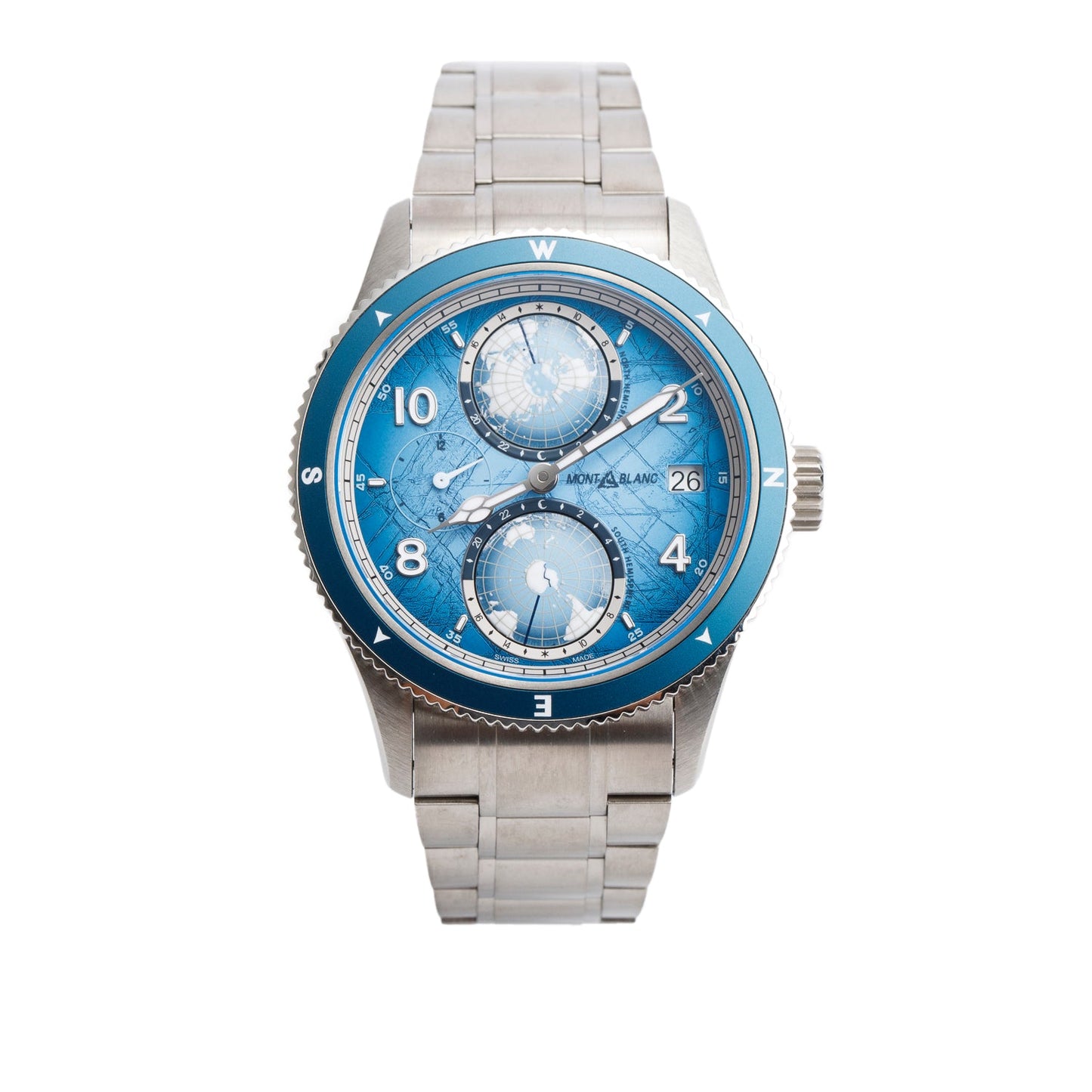 Montblanc 2023 Limited Edition Titanium 1858 Geosphere 0 Oxygen South Pole Exploration 42 MM Automatic Watch Blue Dial 7511 w/ Box & Papers