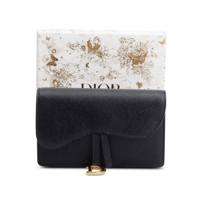 Christian Dior Black Grained Calfskin Saddle Belt Bag
