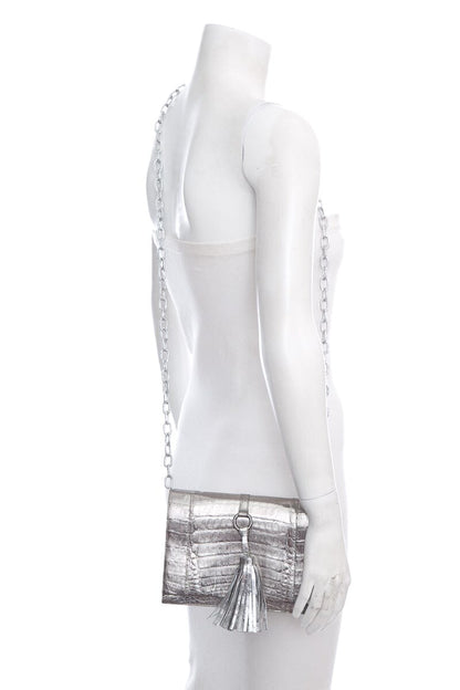 Nancy Gonzalez Silver Croc Crossbody