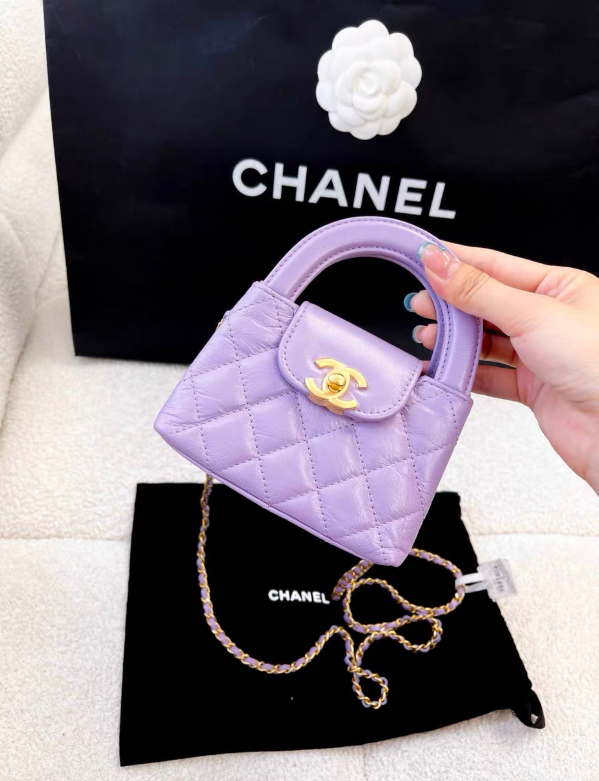 Chanel Kelly Calfskin Gold Shoulder Bag