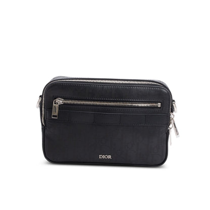 Christian Dior 2022 Black Oblique Galaxy Leather Safari Messenger Pouch