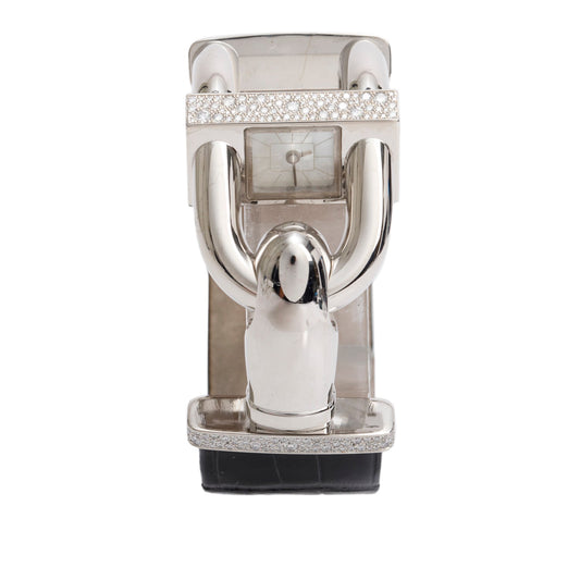 Van Cleef & Arpels 18k White Gold Diamond Cadenas Watch Mother of Pearl Dial w/ Receipt & Certificate
