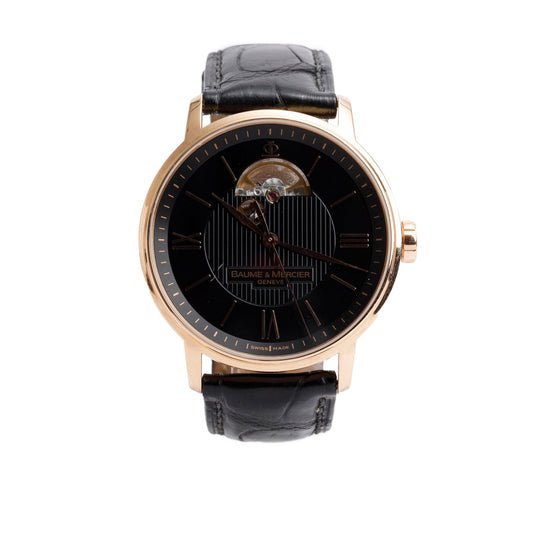 Baume & Mercier 18k Rose Gold Classima Executive 38 MM Automatic Watch Black Dial 65629