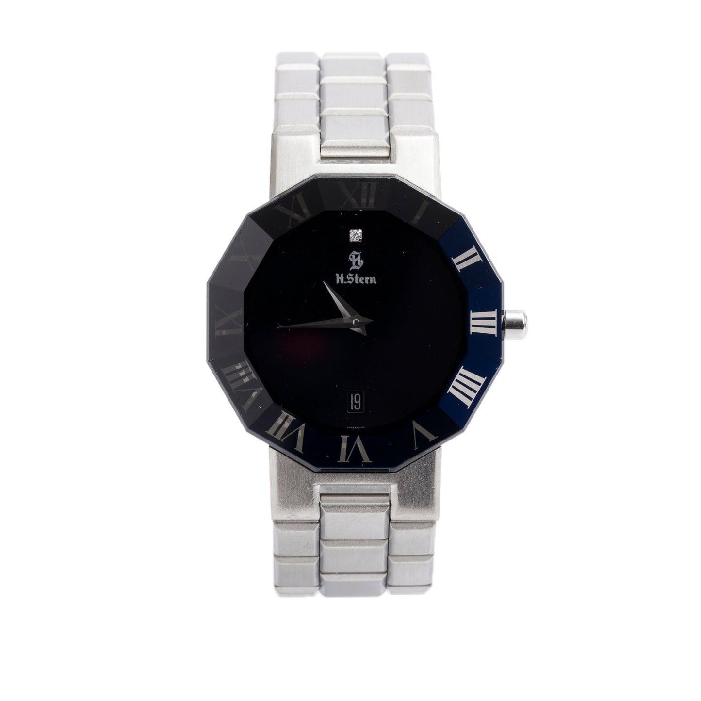 H.Stern Stainless Steel Sapphire Collection 34 MM Quartz Watch Black Diamond Dial