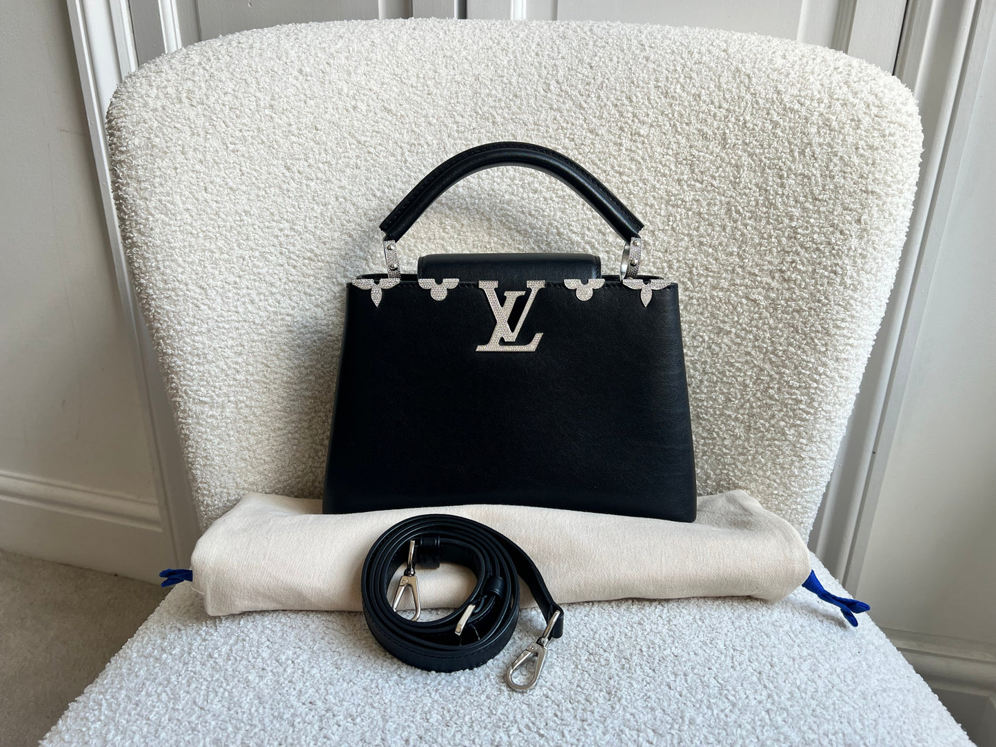 Louis Vuitton Capucines BB in Black with Crystal Flowers (RRP £5350)