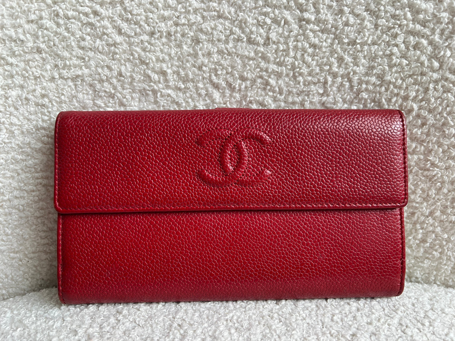 Chanel Red Caviar Timeless Large Flap Wallet