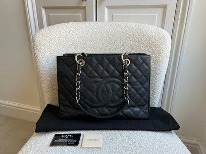 Chanel Black Caviar Grand Shopper Tote (GST) Silver Hardware