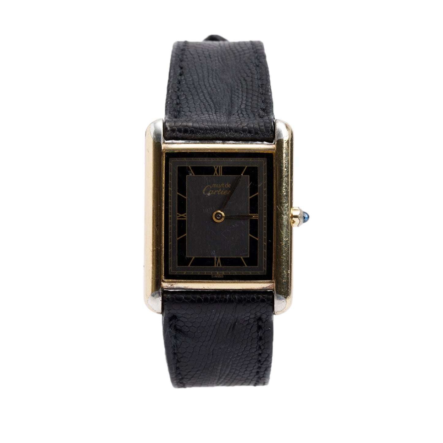 Cartier Vintage 18k Gold Vermeil Sterling Silver Argent Must de Cartier Tank Quartz Watch 681006 w/ Box