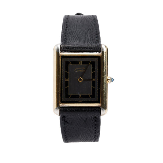 Cartier Vintage 18k Gold Vermeil Sterling Silver Argent Must de Cartier Tank Quartz Watch 681006 w/ Box