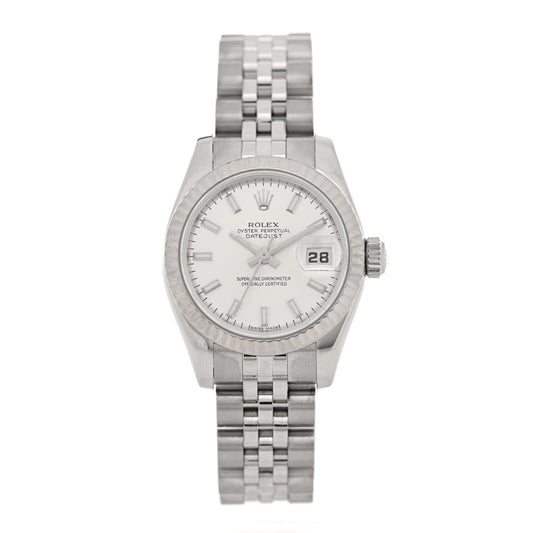 Stainless Steel 18K White Gold 26mm Oyster Perpetual Datejust Watch Silver 179174