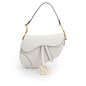 Christian Dior 2021 Cream Grained Calfskin Saddle Bag