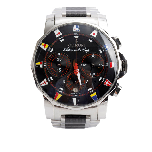 Corum Stainless Steel & Black PVD Admiral's Cup Regatta 44 MM Automatic Chronograph Watch w/ Box & Papers