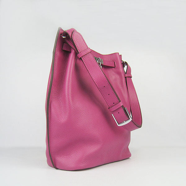 Luxury Hermes Nappa Leather Shoulder Bag Peach Silver