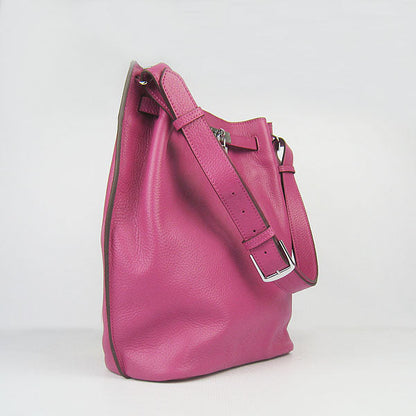 Luxury Hermes Nappa Leather Shoulder Bag Peach Silver