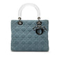 Blue Dior Medium Denim Cannage Acrylic Handles Lady Dior Satchel
