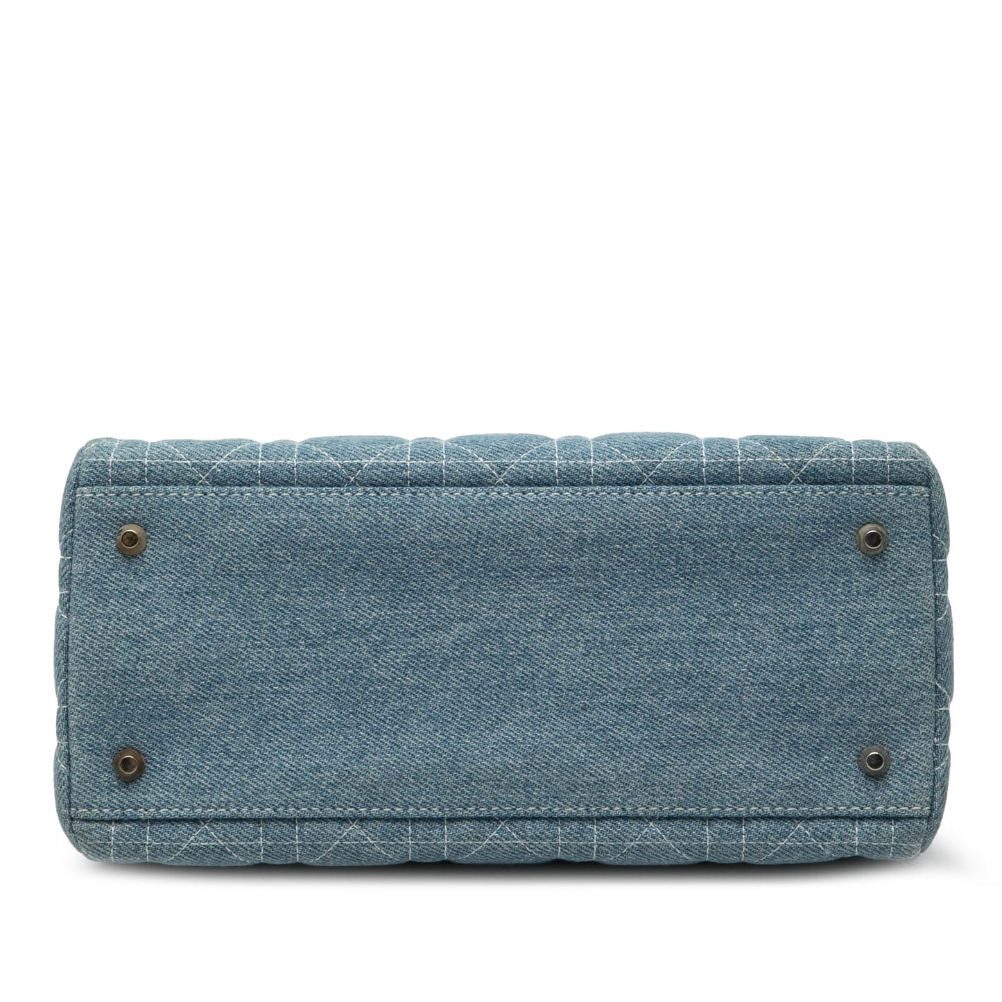 Blue Dior Medium Denim Cannage Acrylic Handles Lady Dior Satchel
