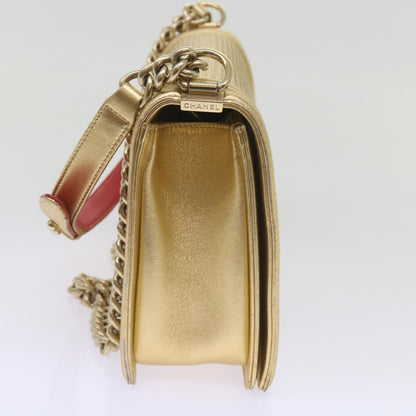 Chanel Boy Leather Gold Chain Shoulder Bag