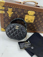 Chanel Cc Ruched Oval Top Handle Quilted Lambskin Mini