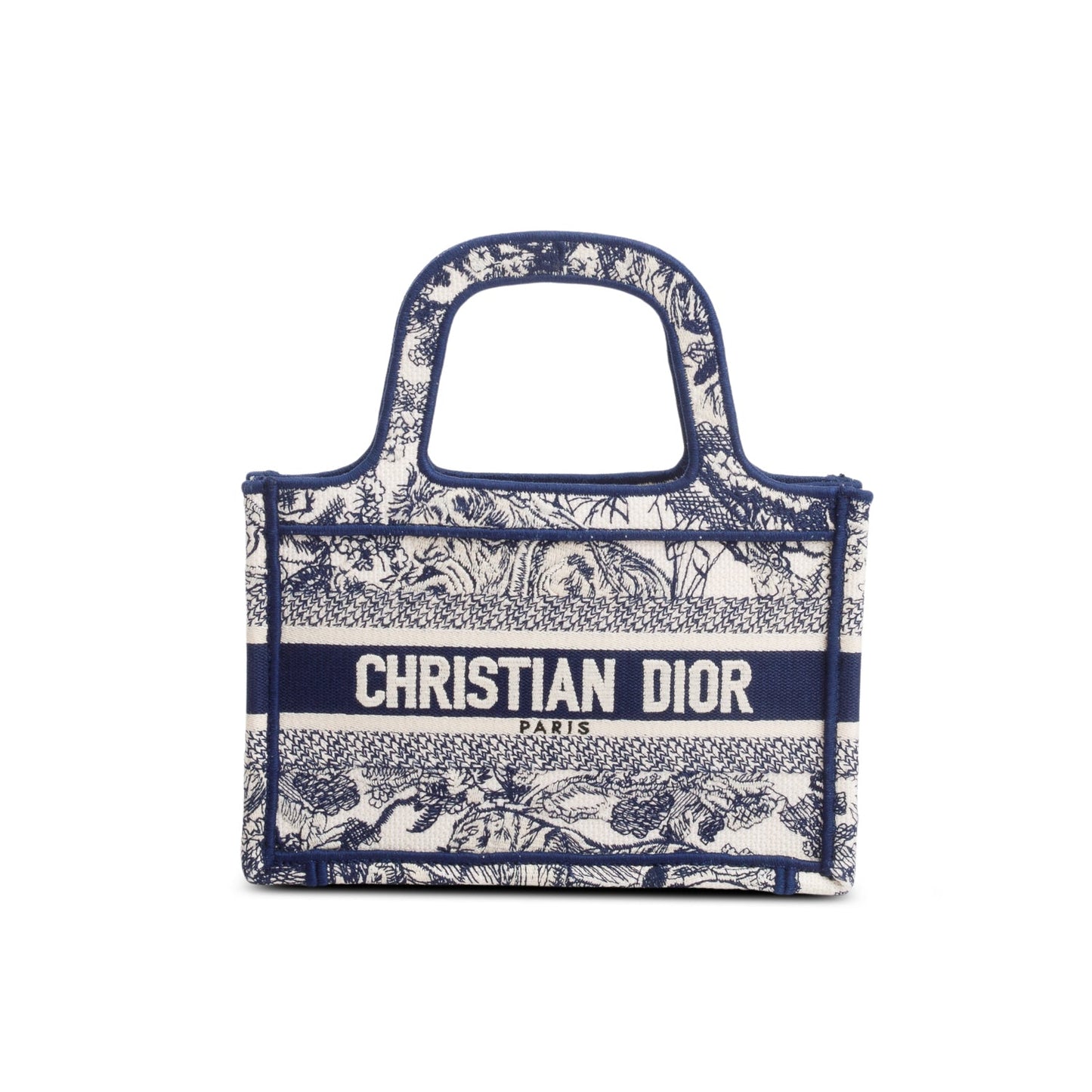 Christian Dior 2020 Blue Canvas Embroidered Mini Dioriviera Toile De Jouy Book Tote