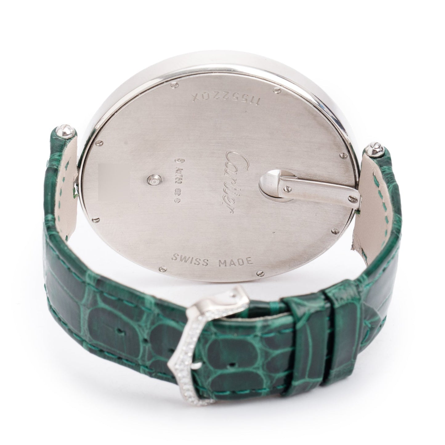 Cartier 18k White Gold Diamond Bezel Captive de Cartier 50 MM Watch Silver Diamond Dial 3245 w/ Box & Extra Strap