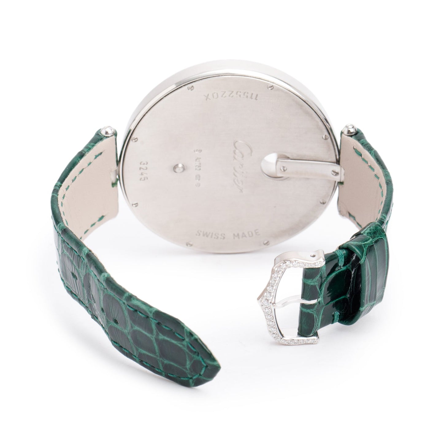 Cartier 18k White Gold Diamond Bezel Captive de Cartier 50 MM Watch Silver Diamond Dial 3245 w/ Box & Extra Strap