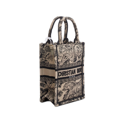 Christian Dior 2022 Black Canvas Toile de Jouy Embroidered Mini Book Tote