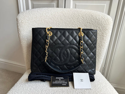 Chanel Black Caviar Grand Shopper Tote Gold Hardware (GST)