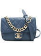 Chanel Blue Caviar CC Logo Small Gold Stud Chain Shoulder Bag 24th Chanel
