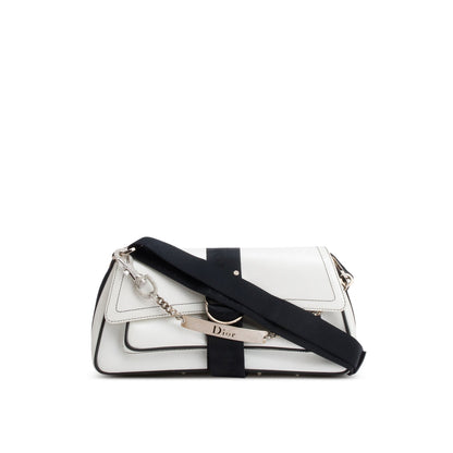 Christian Dior White Leather Crystal Embellished Hardcore Shoulder Bag