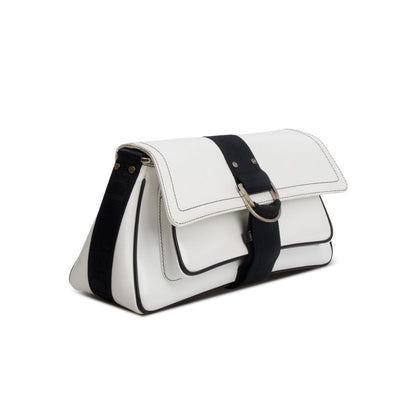 Christian Dior White Leather Crystal Embellished Hardcore Shoulder Bag
