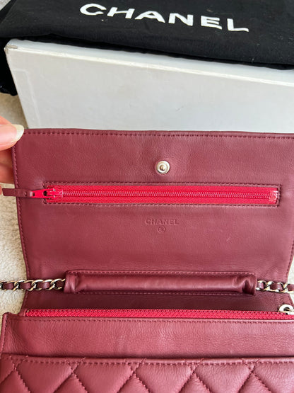 Chanel Burgundy Lambskin Wallet on Chain