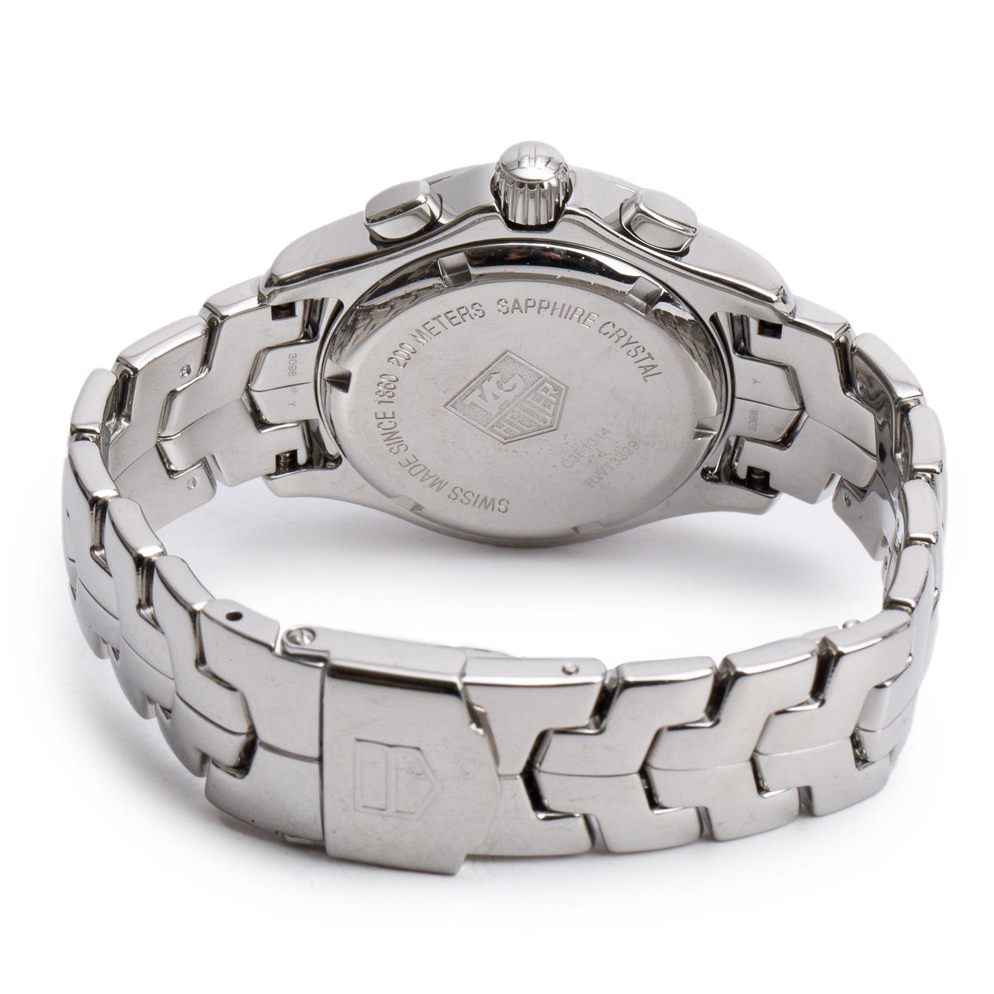 Tag Heuer Stainless Steel Link Diamond Bezel 33 MM Chronograph Quartz Watch Mother of Pearl Diamond Dial CJF1314 w/ Box & Papers
