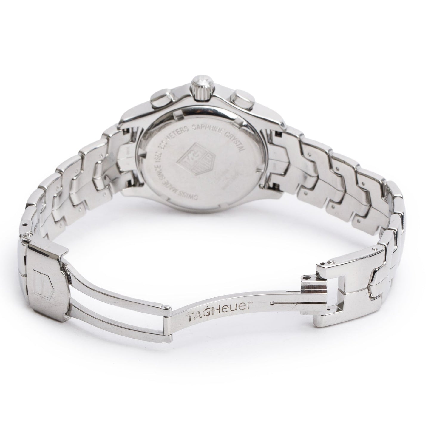 Tag Heuer Stainless Steel Link Diamond Bezel 33 MM Chronograph Quartz Watch Mother of Pearl Diamond Dial CJF1314 w/ Box & Papers