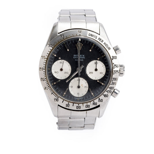 Rolex Vintage Stainless Steel Daytona Cosmograph 37 MM Chronograph Manual Winding Watch Black Dial 6239