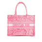 Christian Dior 2022 Pink Canvas Toile de Jouy Embroidered Medium Book Tote