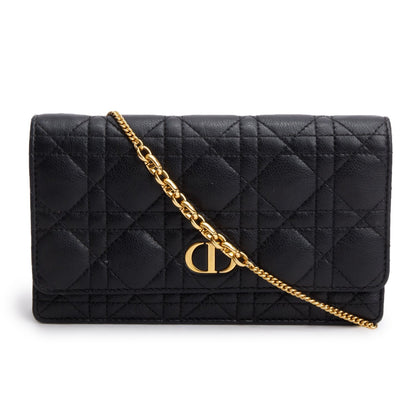 Christian Dior 2022 Black Supple Calfskin Caro Pouch