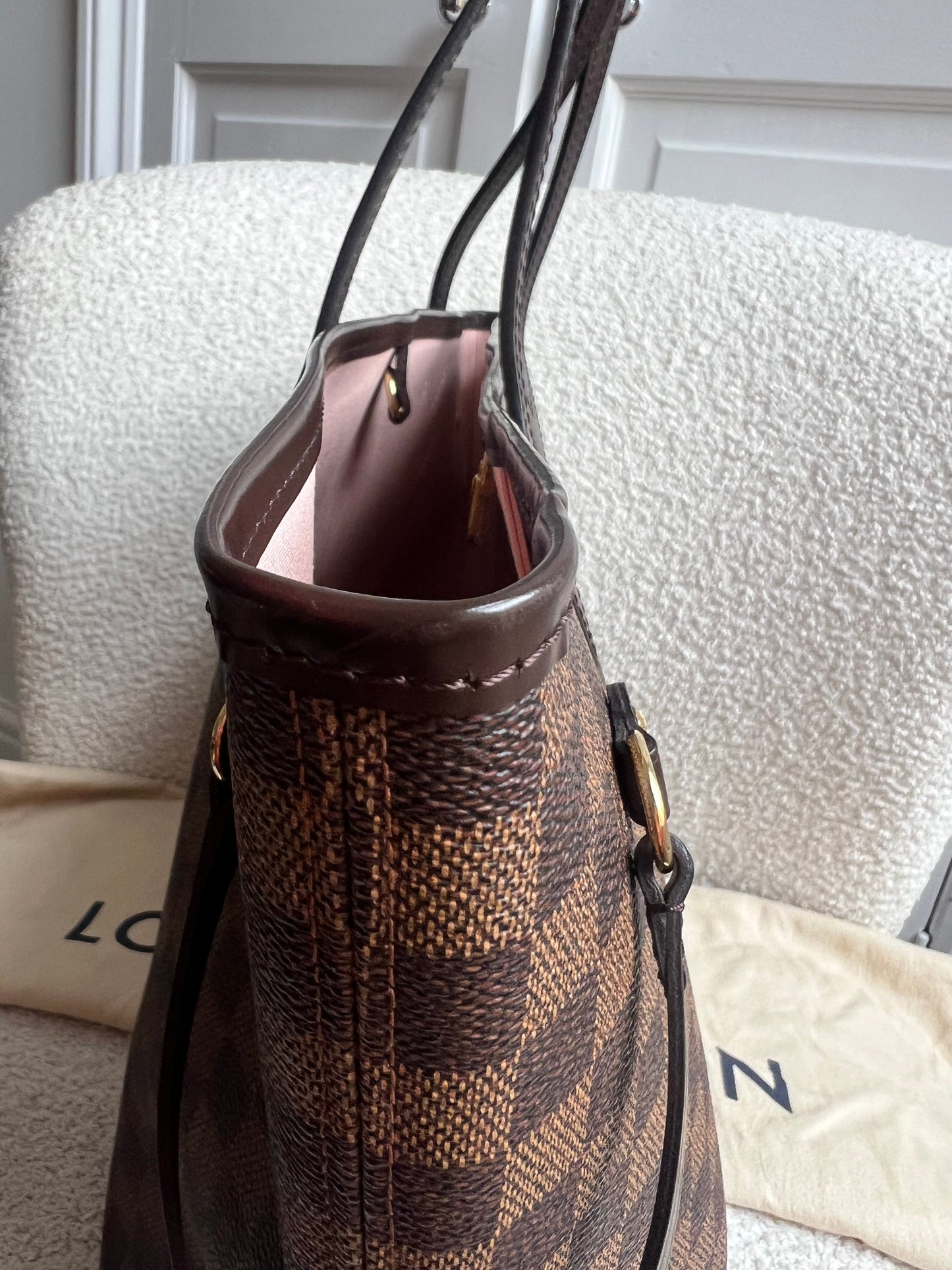 Louis Vuitton Neverfull MM Damier Ebene Rose Ballerine (RRP £1430)