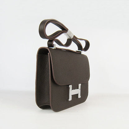 Luxury Hermes Constance Cowskin Leather Bag Dark Coffee Silver