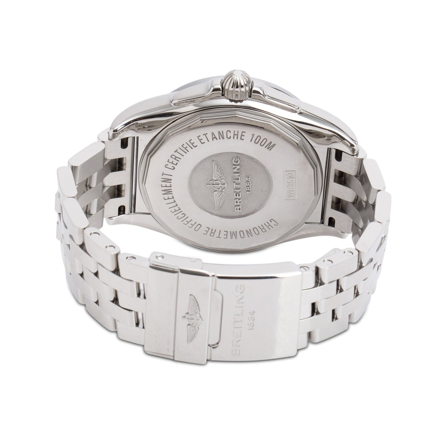 Breitling Stainless Steel Galactic Unitime 44 MM Automatic Watch Black Dial WB3510 w/ Case & Receipt