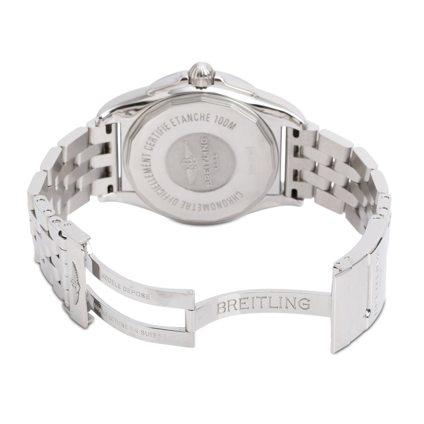 Breitling Stainless Steel Galactic Unitime 44 MM Automatic Watch Black Dial WB3510 w/ Case & Receipt