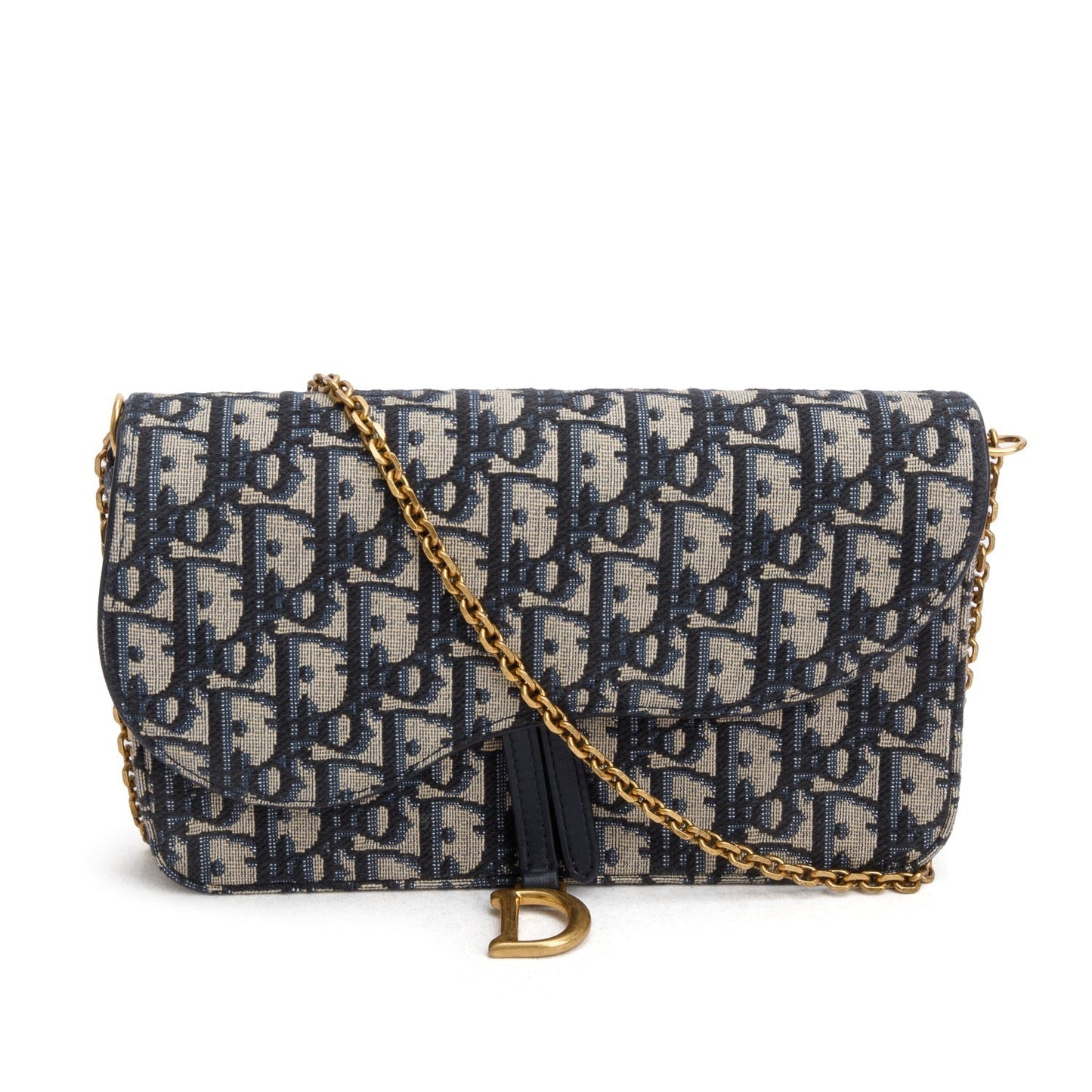 Christian Dior 2024 Oblique Jacquard Saddle Pouch with Chain
