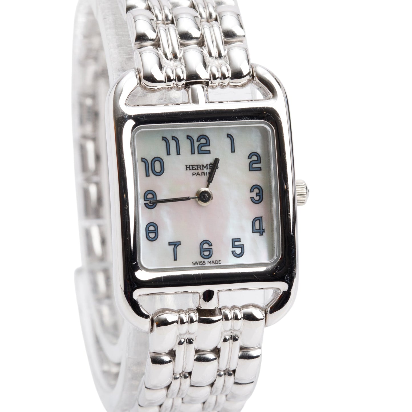 Hermes 18k White Gold Cape Cod Quartz Watch Mother of Pearl Dial, Mini Model