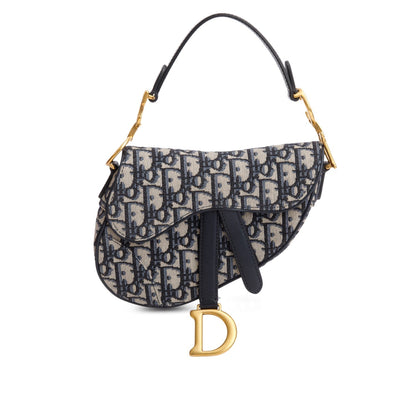 Christian Dior Blue Oblique Mini Saddle Bag