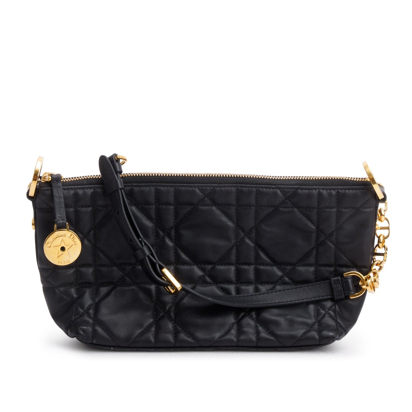 Christian Dior 2025 Black Macrocannage Lambskin Diorstar Hobo Bag