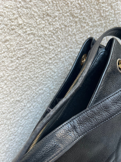 Chanel Vintage Black Caviar Chain Tote with Gold Hardware
