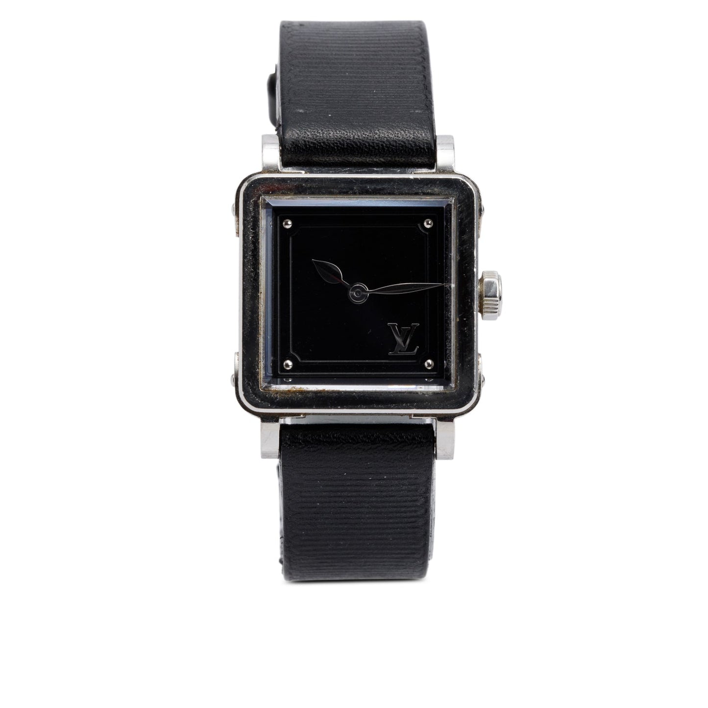 Louis Vuitton Stainless Steel Emprise 24 MM Watch Black Dial Q3M00