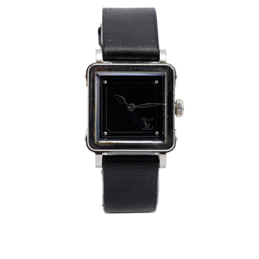 Louis Vuitton Stainless Steel Emprise 24 MM Watch Black Dial Q3M00