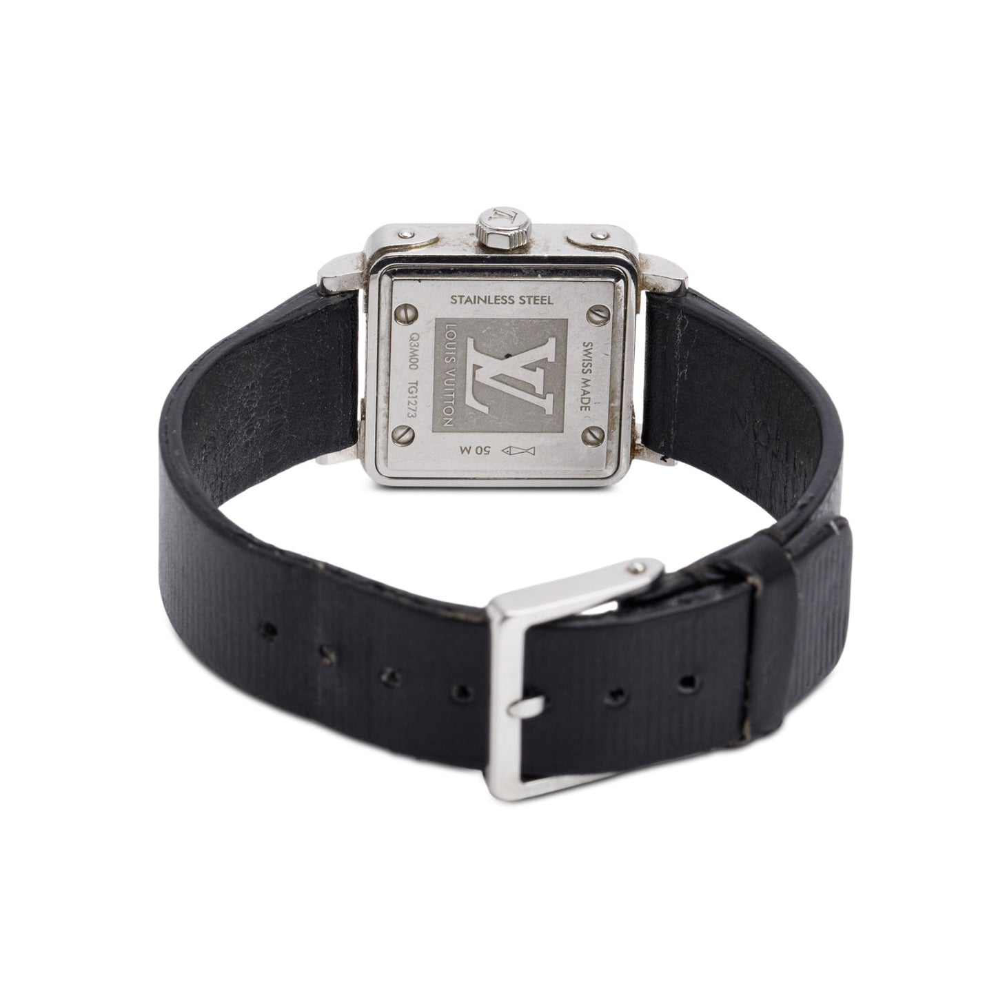 Louis Vuitton Stainless Steel Emprise 24 MM Watch Black Dial Q3M00
