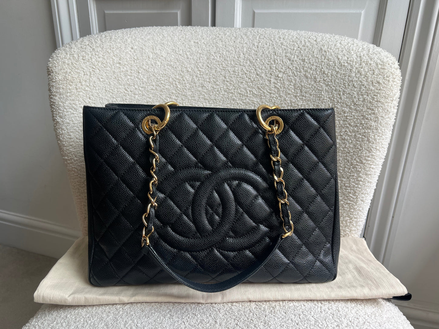 Chanel Black Caviar Grand Shopper Tote Gold Hardware (GST)