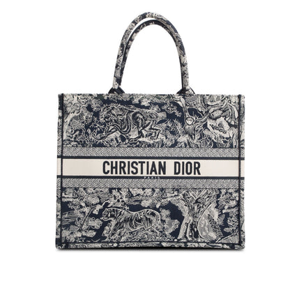 Christian Dior 2022 Canvas Embroidered Large Dioriviera Toile de Jouy Reverse Book Tote